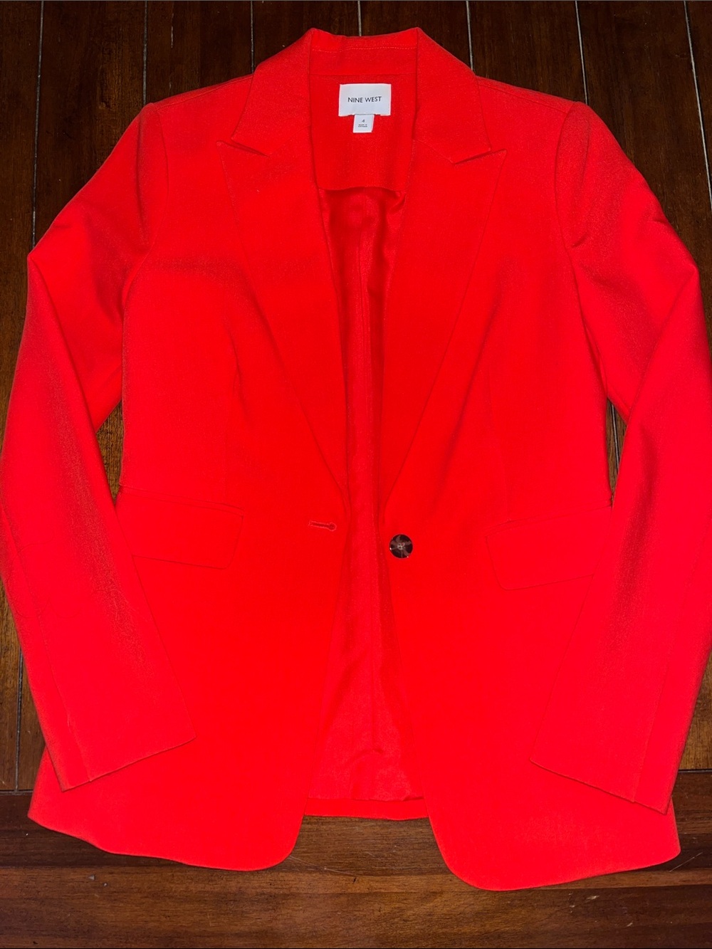 Nine West Bright Red Single-Button Blazer